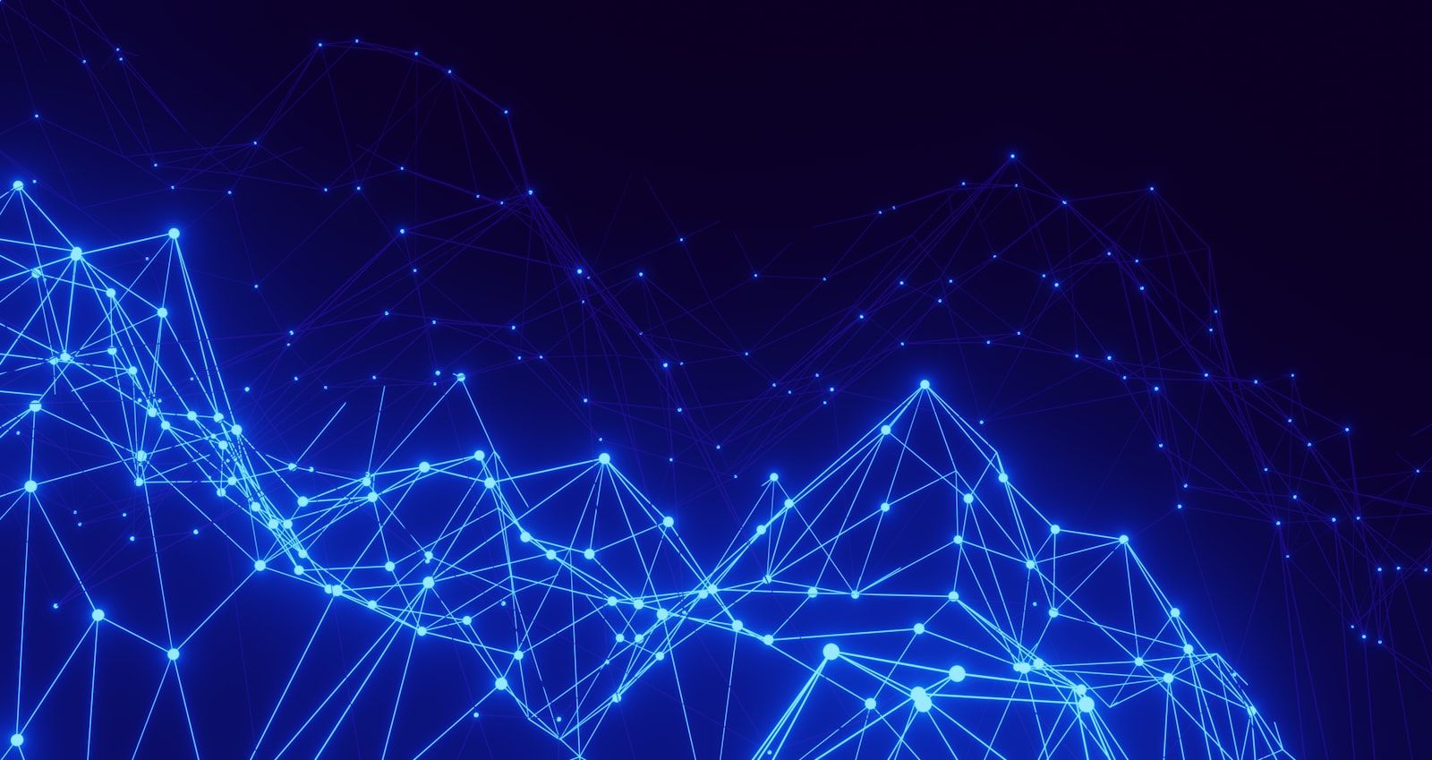 Abstract blue network of interconnected nodes and lines